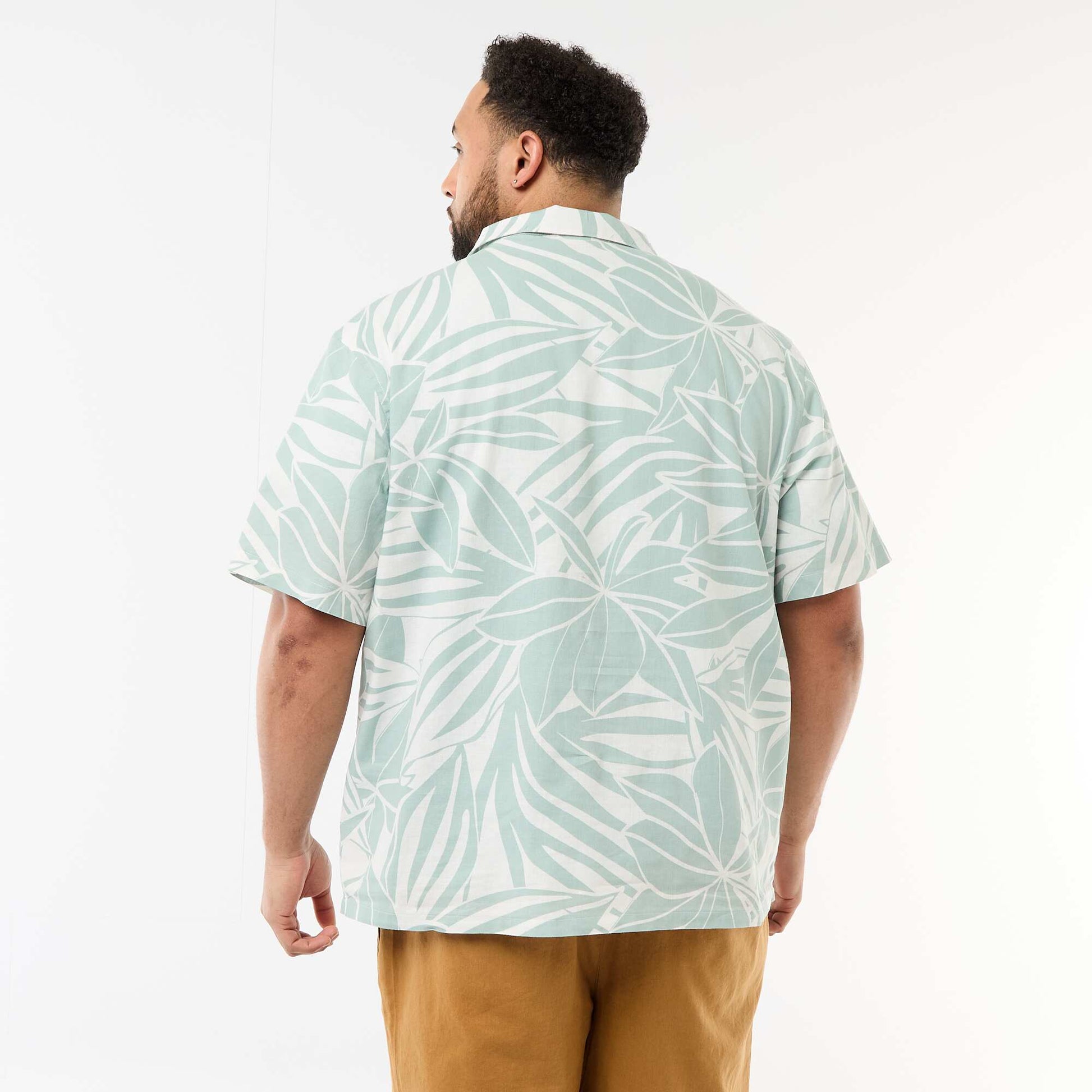 Short-Sleeve Patterned Shirt GREEN
