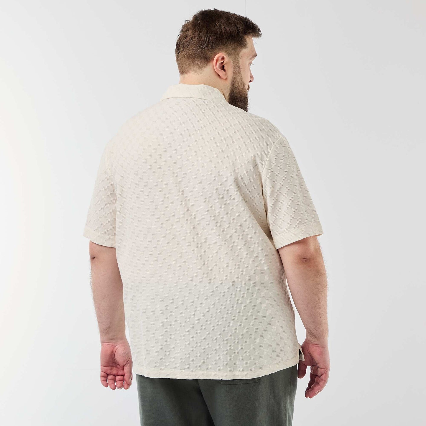 Short-sleeved textured knit shirt WHITE