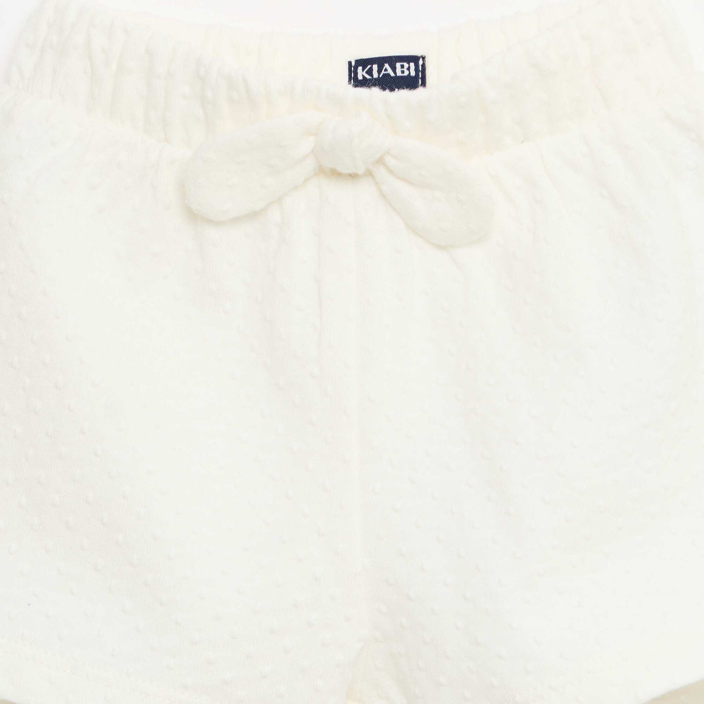 Solid Jacquard Knit Shorts with Decorative Bow WHITE