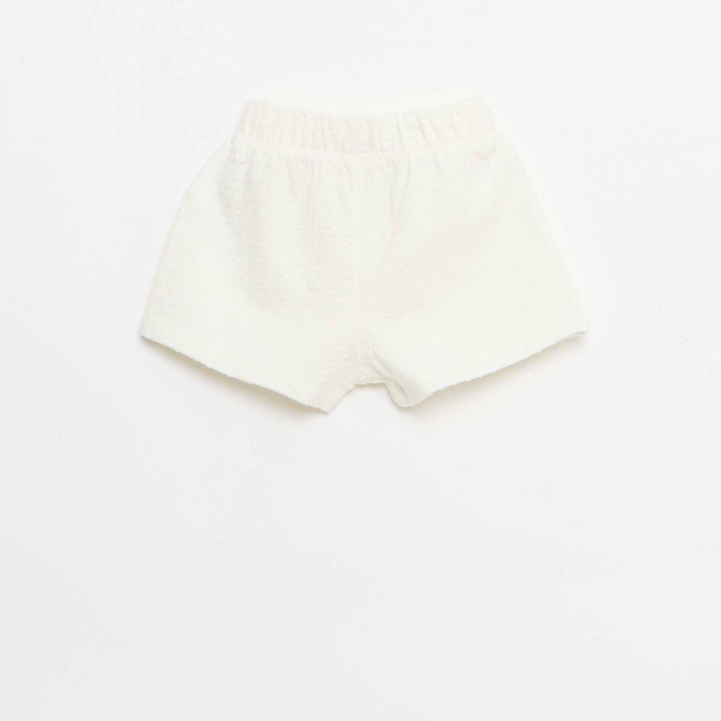 Solid Jacquard Knit Shorts with Decorative Bow WHITE