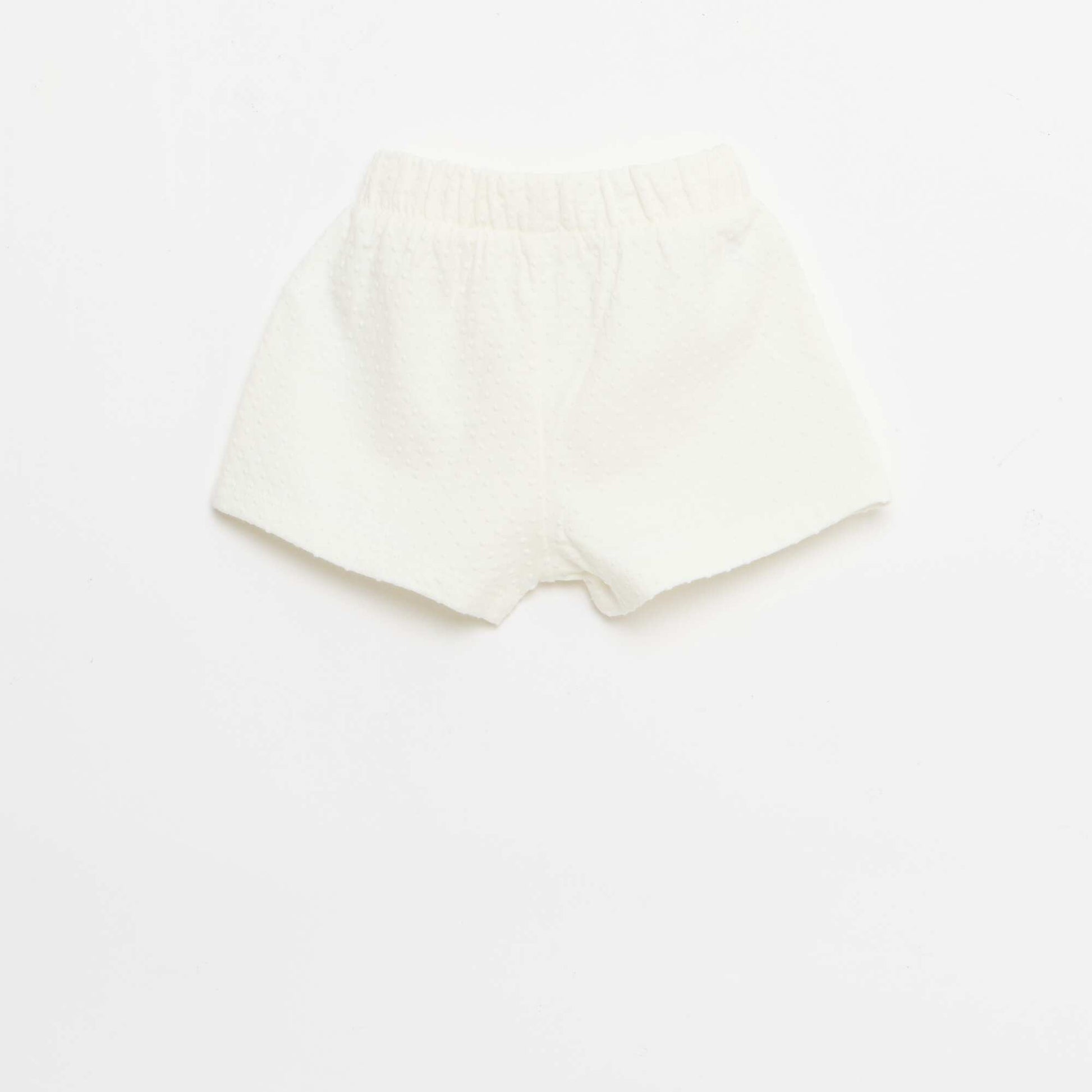 Solid Jacquard Knit Shorts with Decorative Bow WHITE