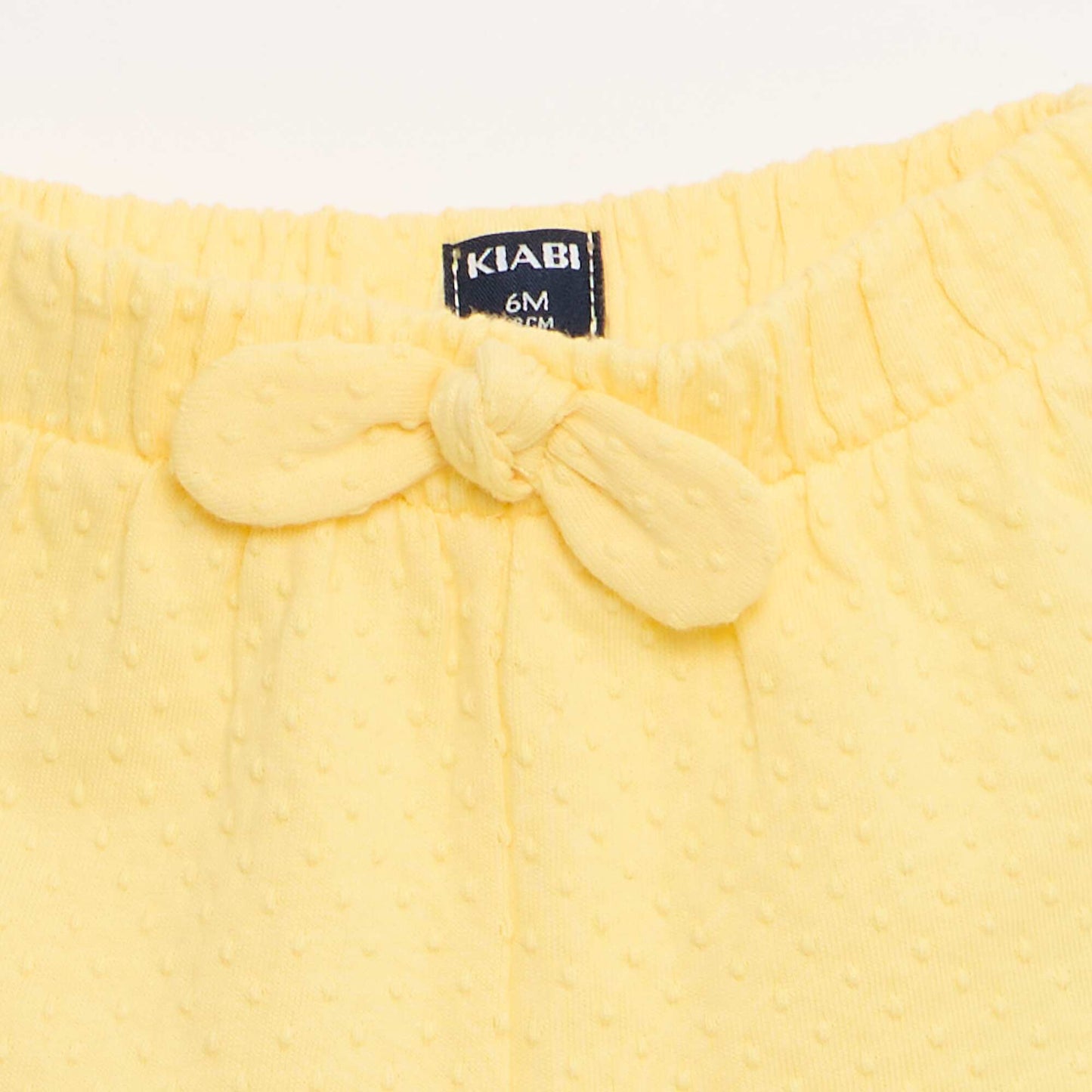 Solid Jacquard Knit Shorts with Decorative Bow YELLOW
