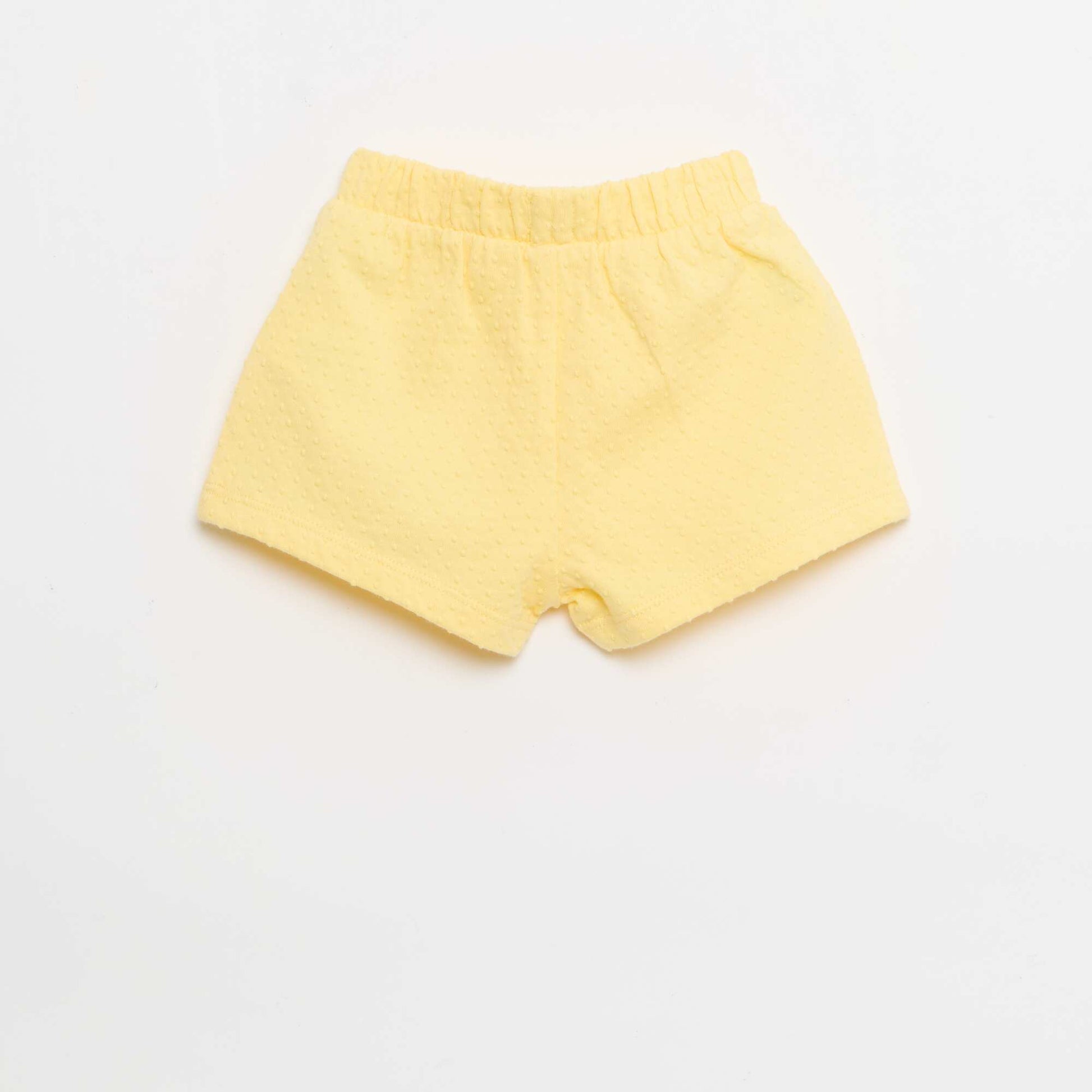 Solid Jacquard Knit Shorts with Decorative Bow YELLOW