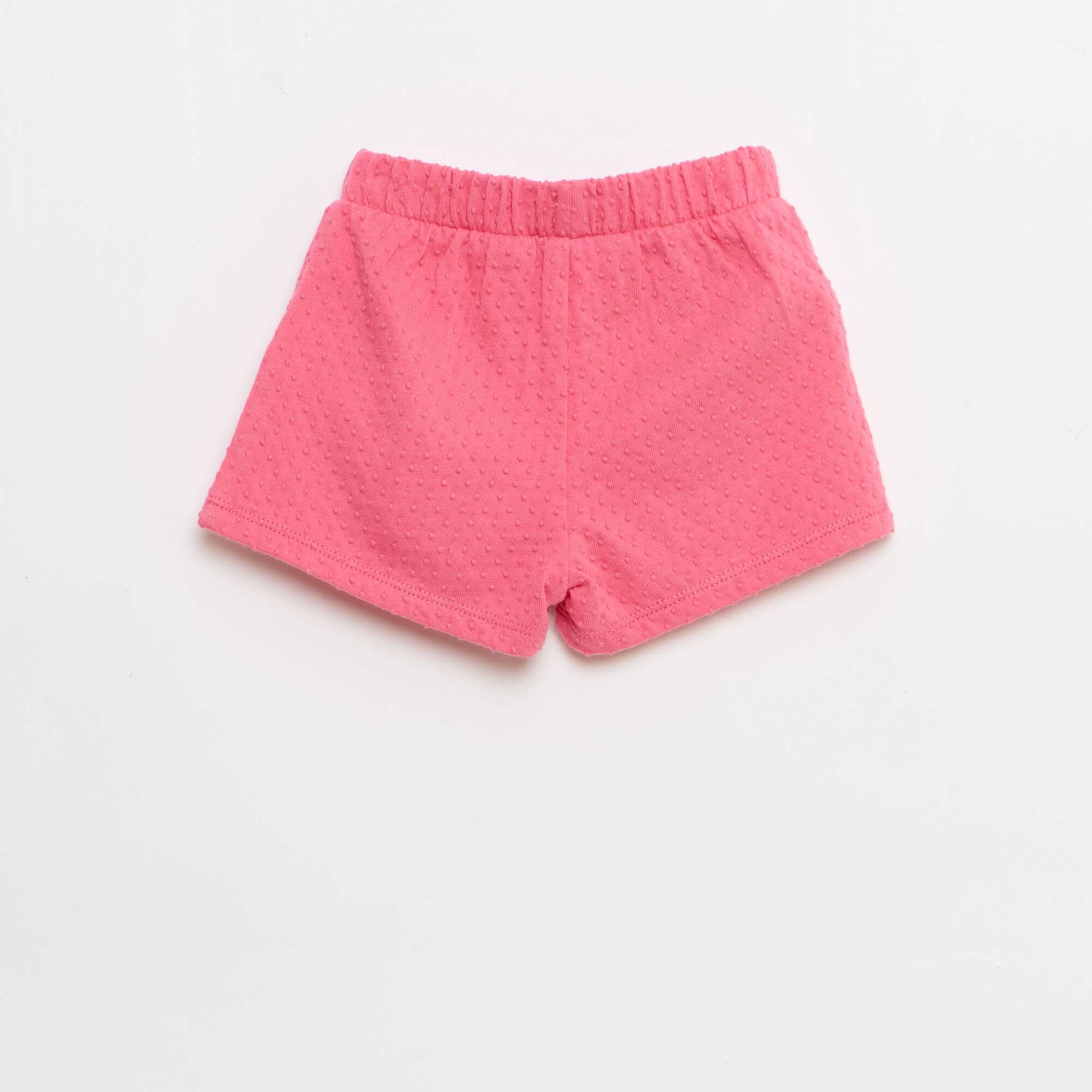 Solid Jacquard Knit Shorts with Decorative Bow PINK