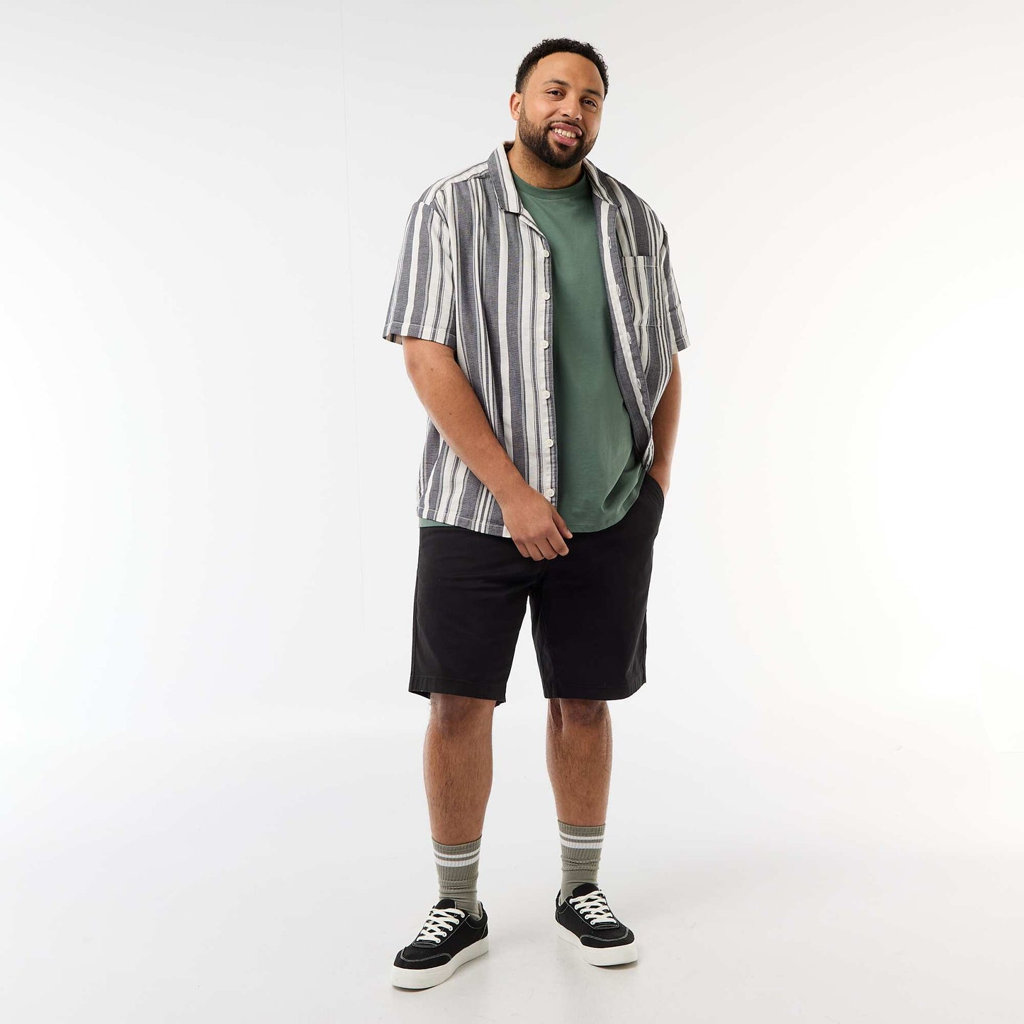 Striped Short-Sleeve Shirt BLACK