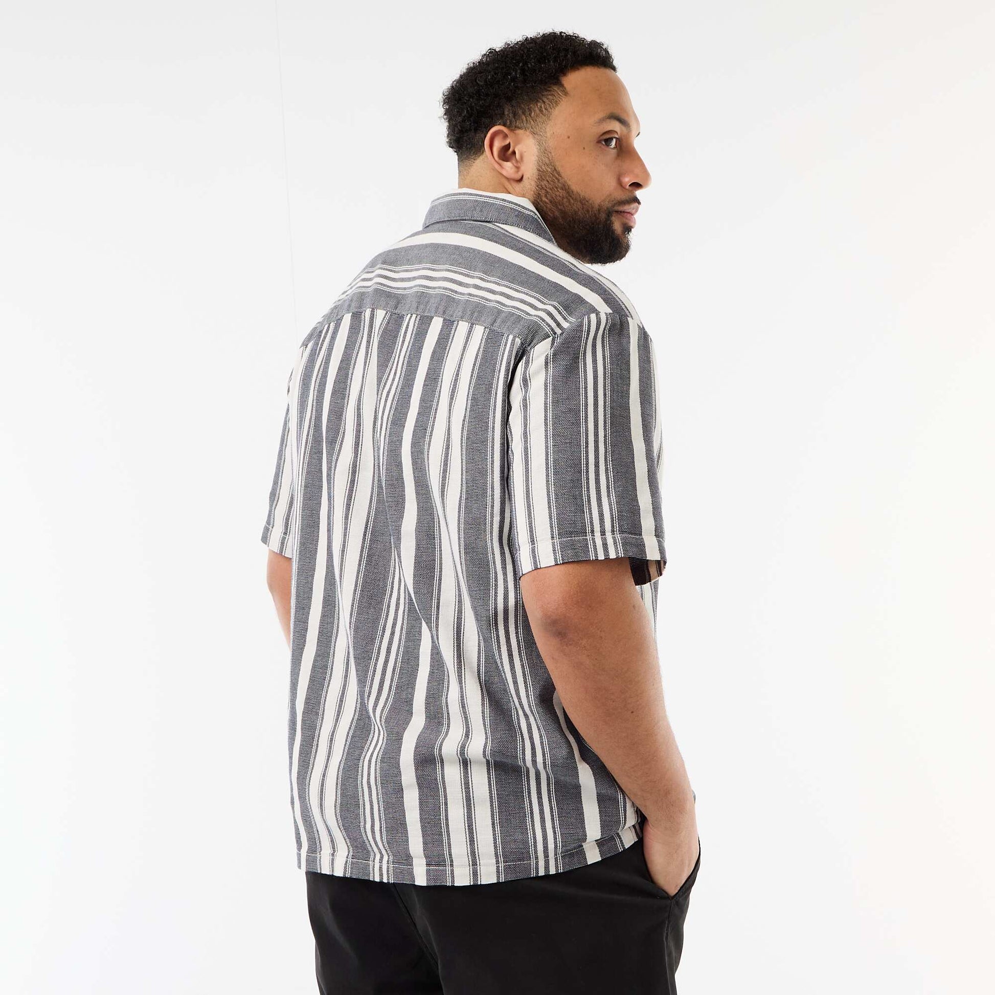 Striped Short-Sleeve Shirt BLACK