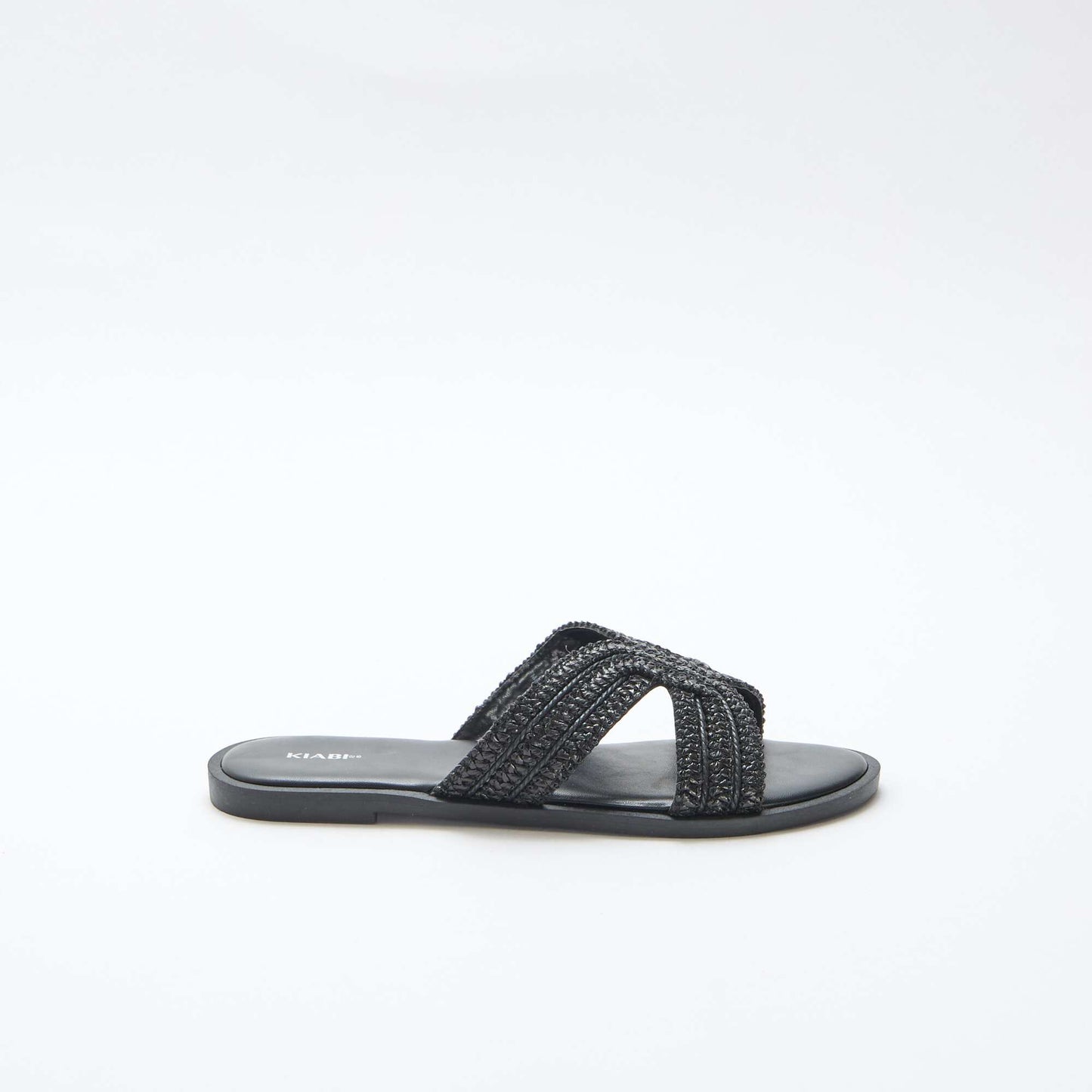 Straw Strap Mules BLACK