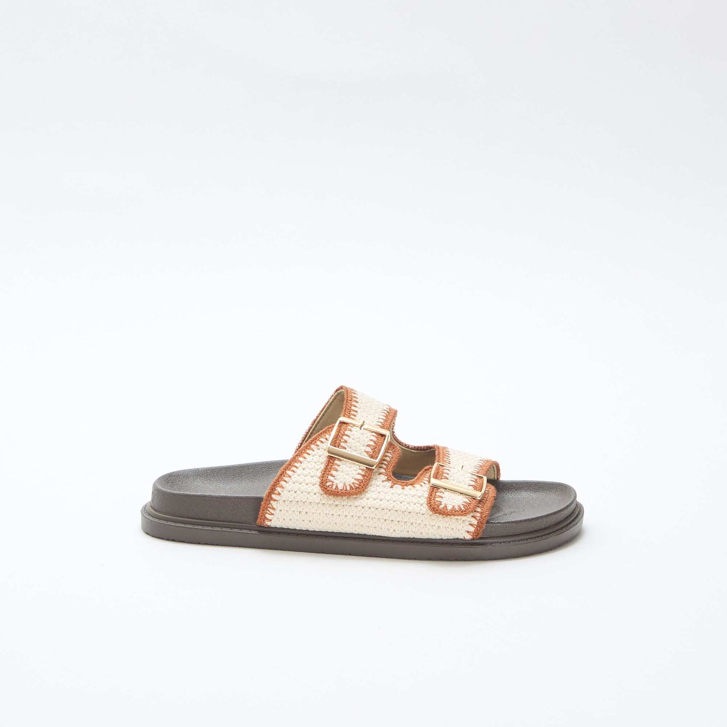 Double Strap Hook and Loop Mules BEIGE