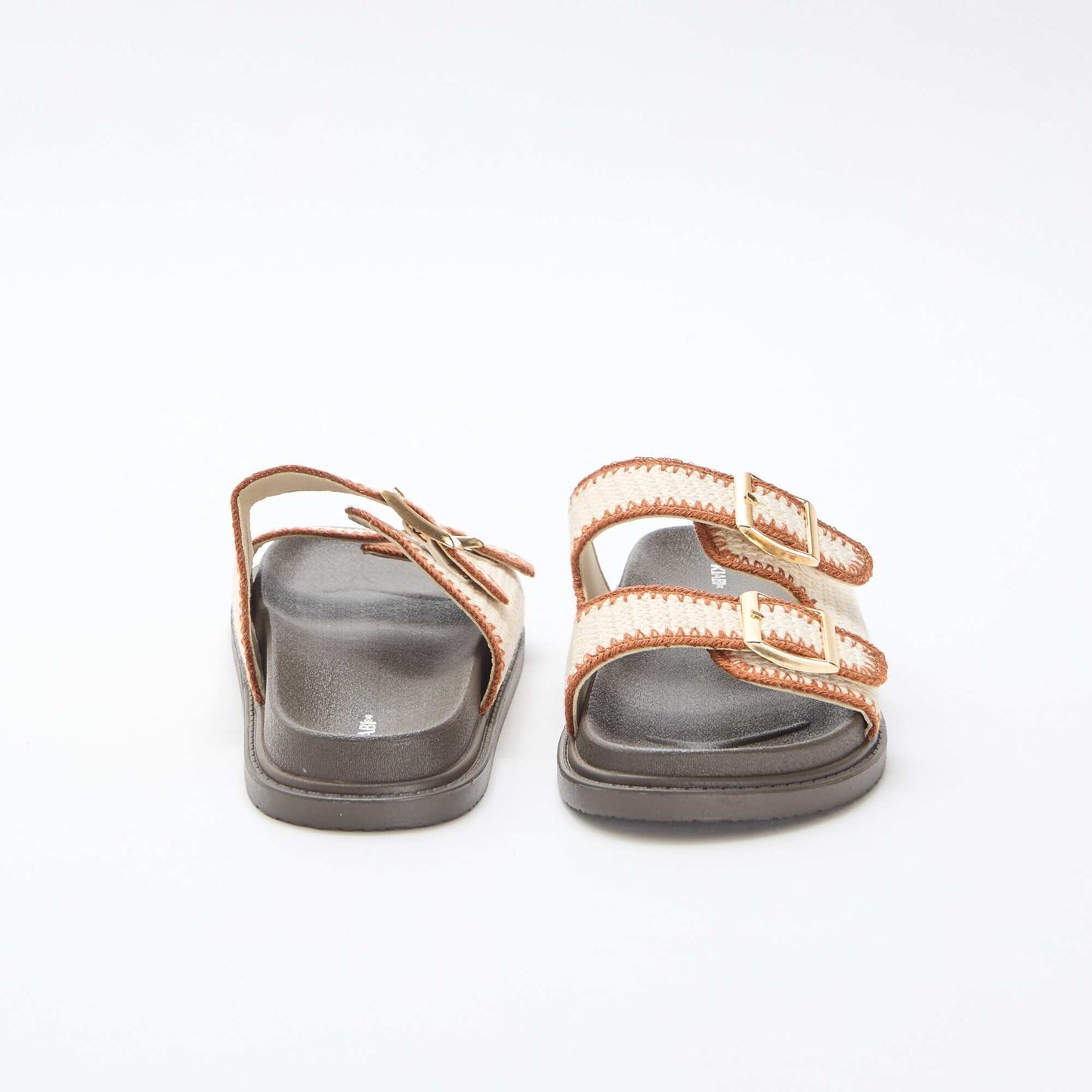 Double Strap Hook and Loop Mules BEIGE