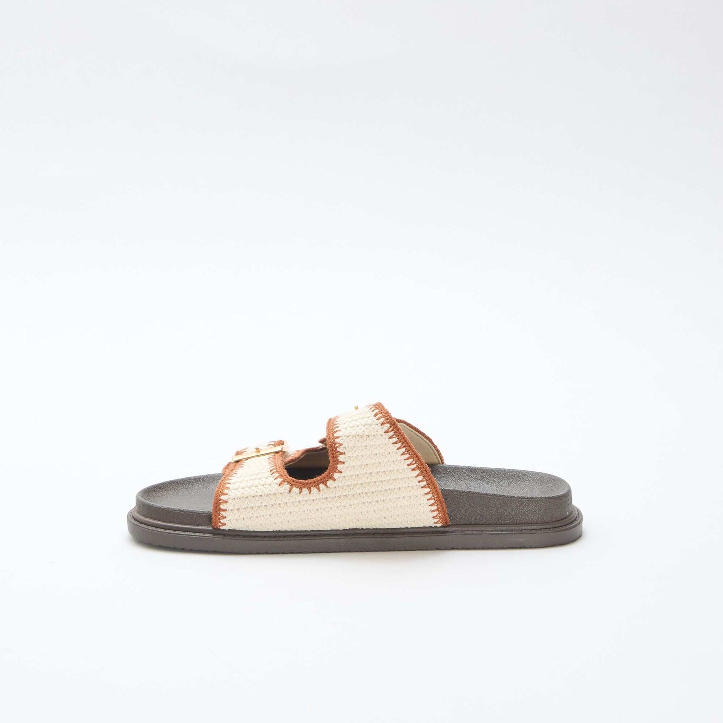 Double Strap Hook and Loop Mules BEIGE