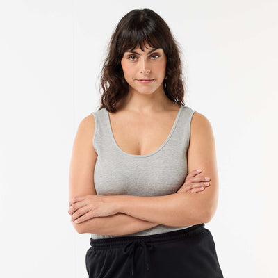 Ribbed basic tank top GREY