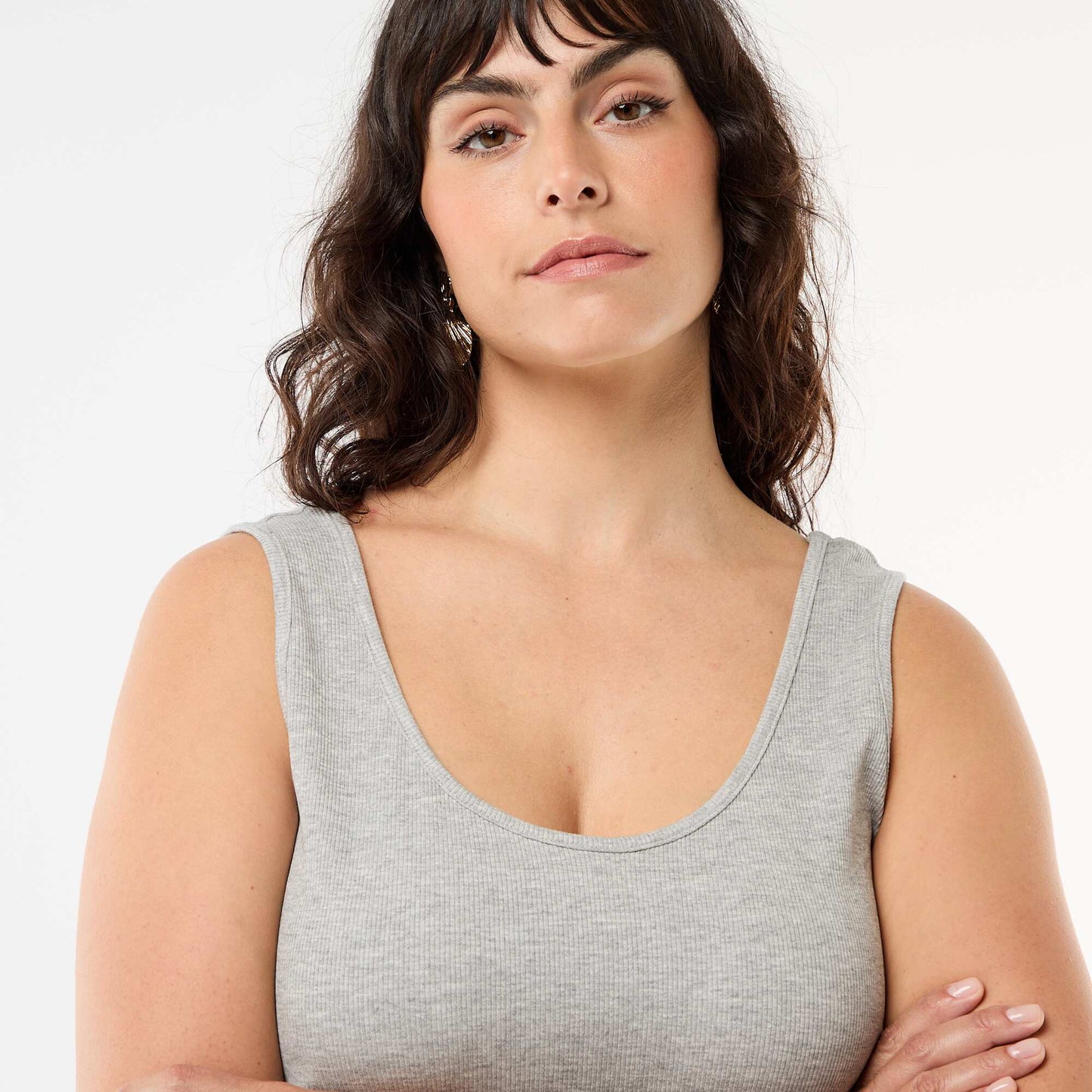 Ribbed basic tank top GREY