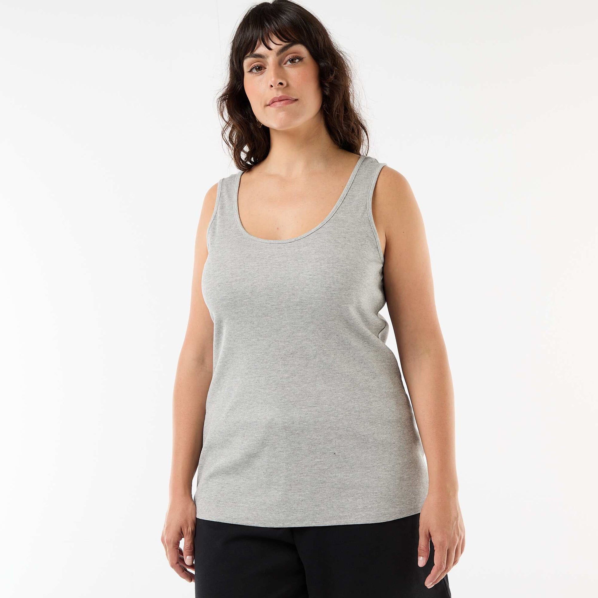 Ribbed basic tank top GREY