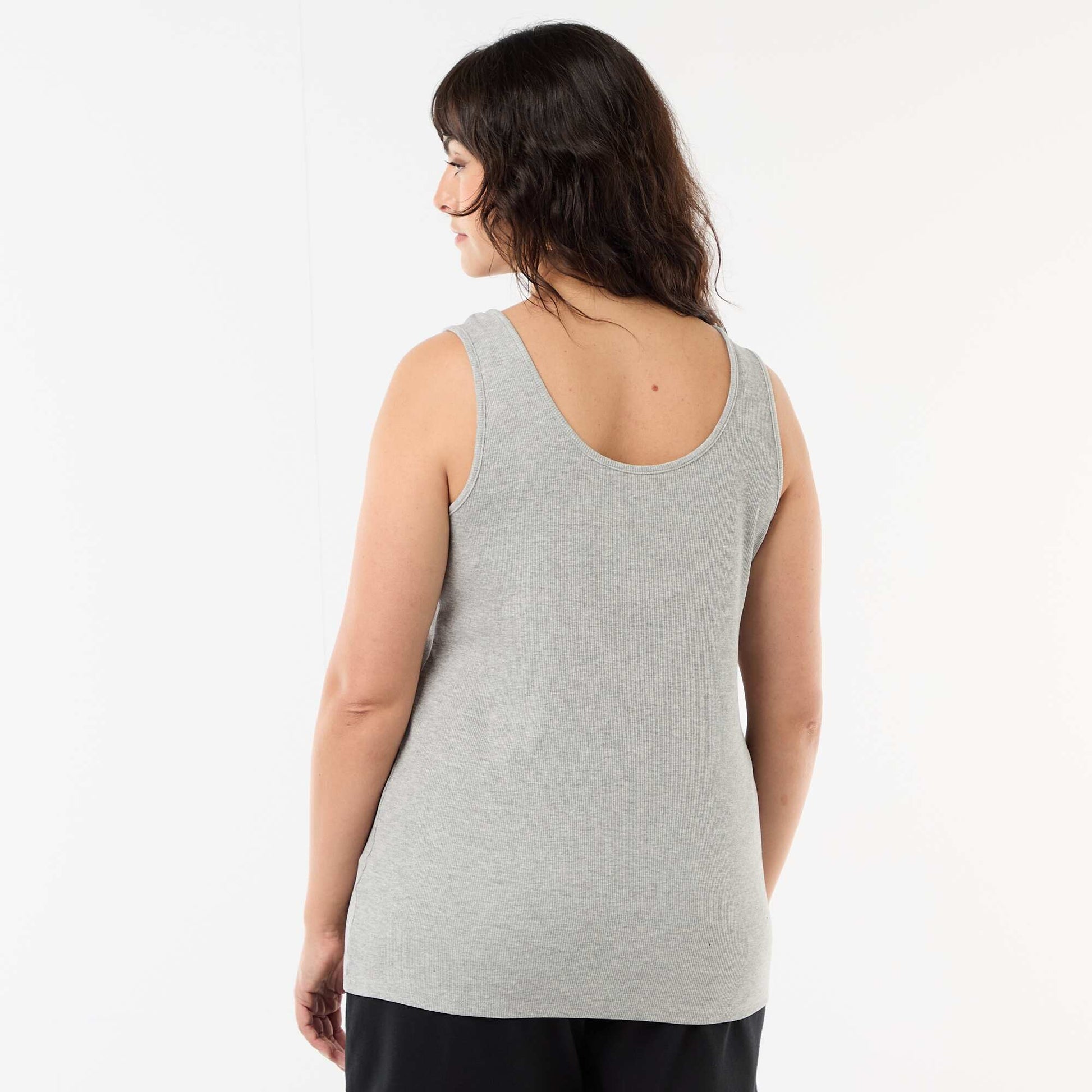 Ribbed basic tank top GREY