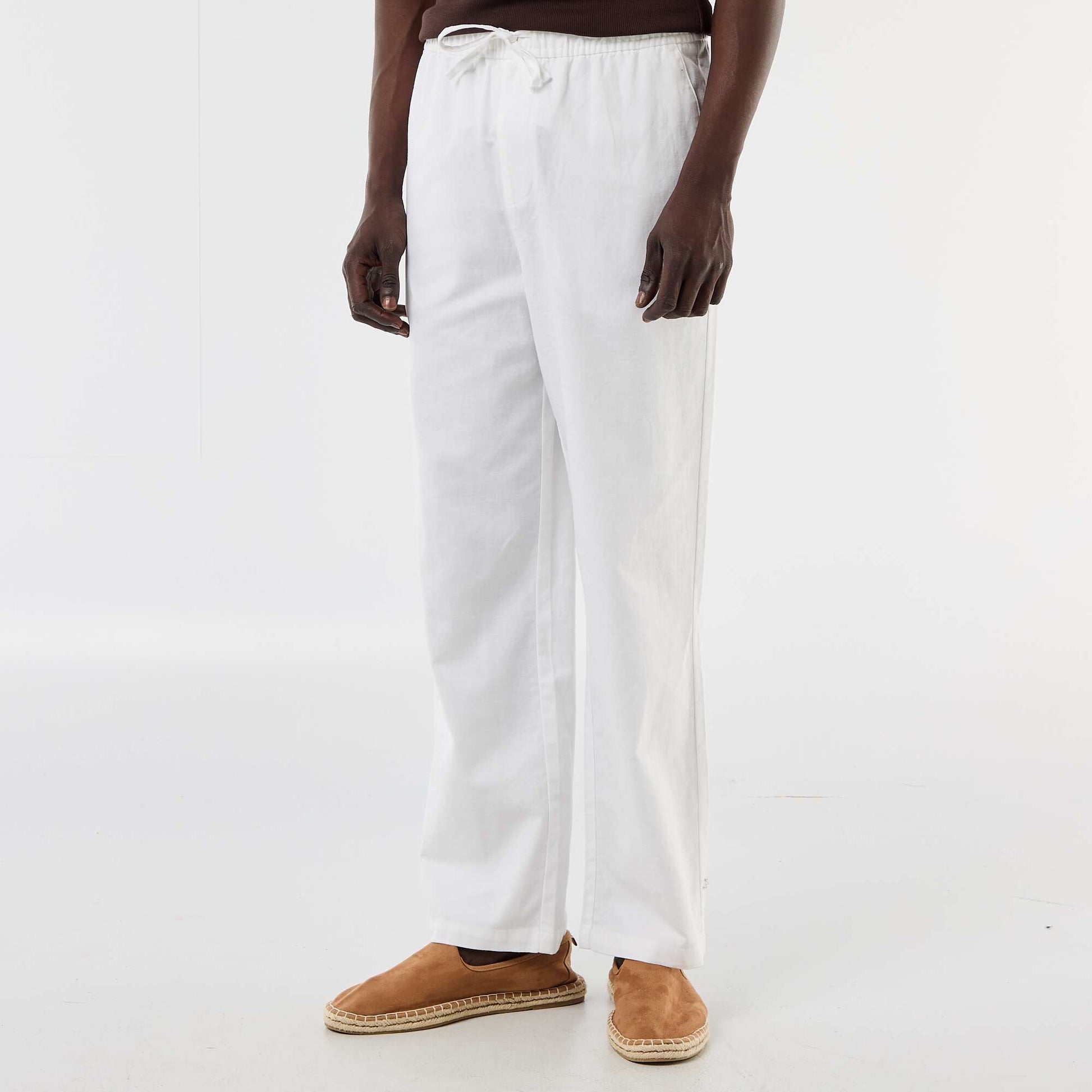 Linen Blend Trousers WHITE