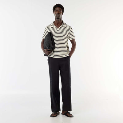 Linen Blend Trousers BLACK