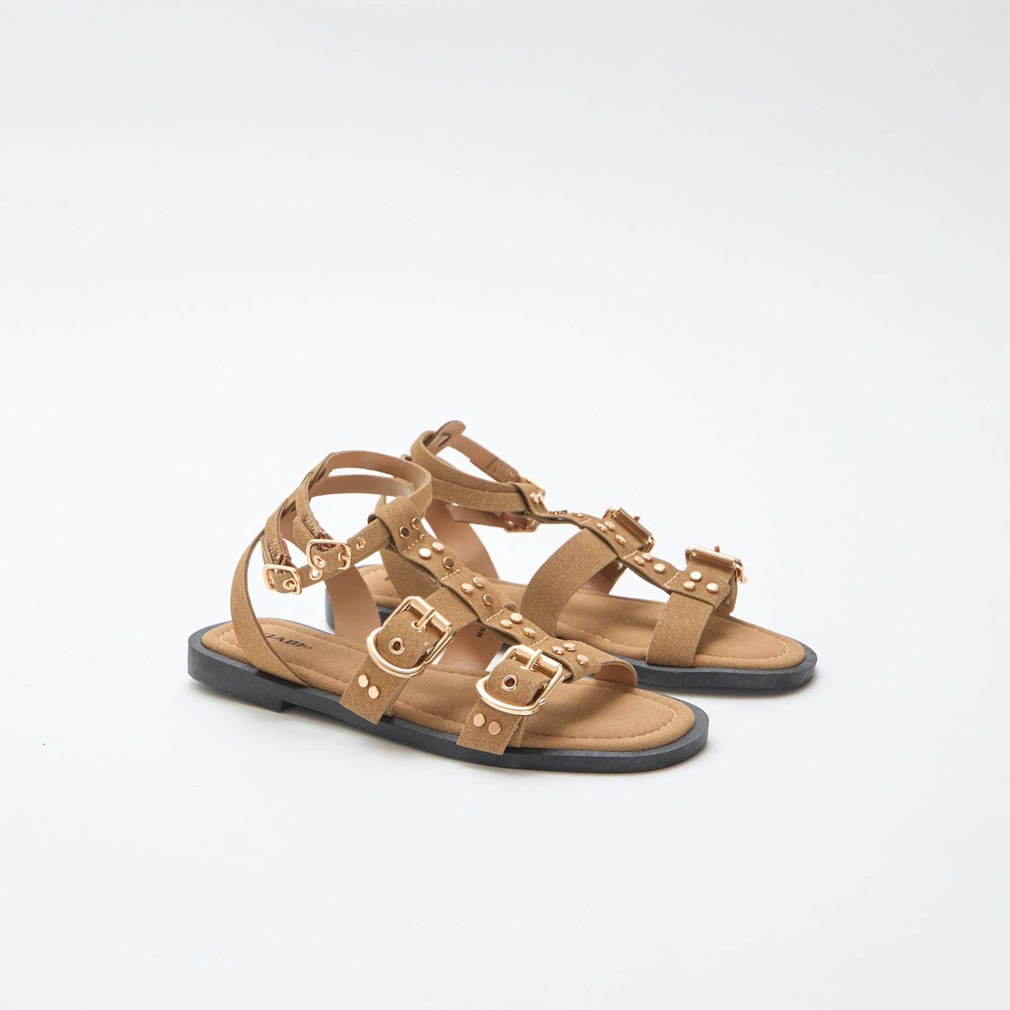 Flat Sandals with Straps BEIGE