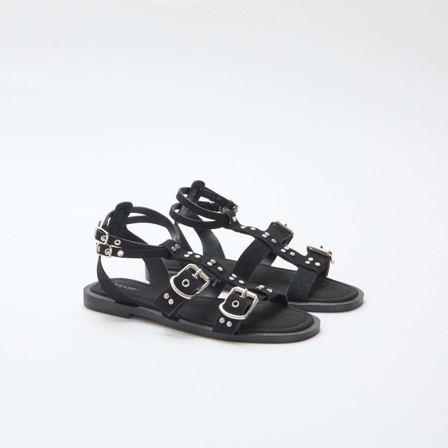 Flat Sandals with Straps BLACK