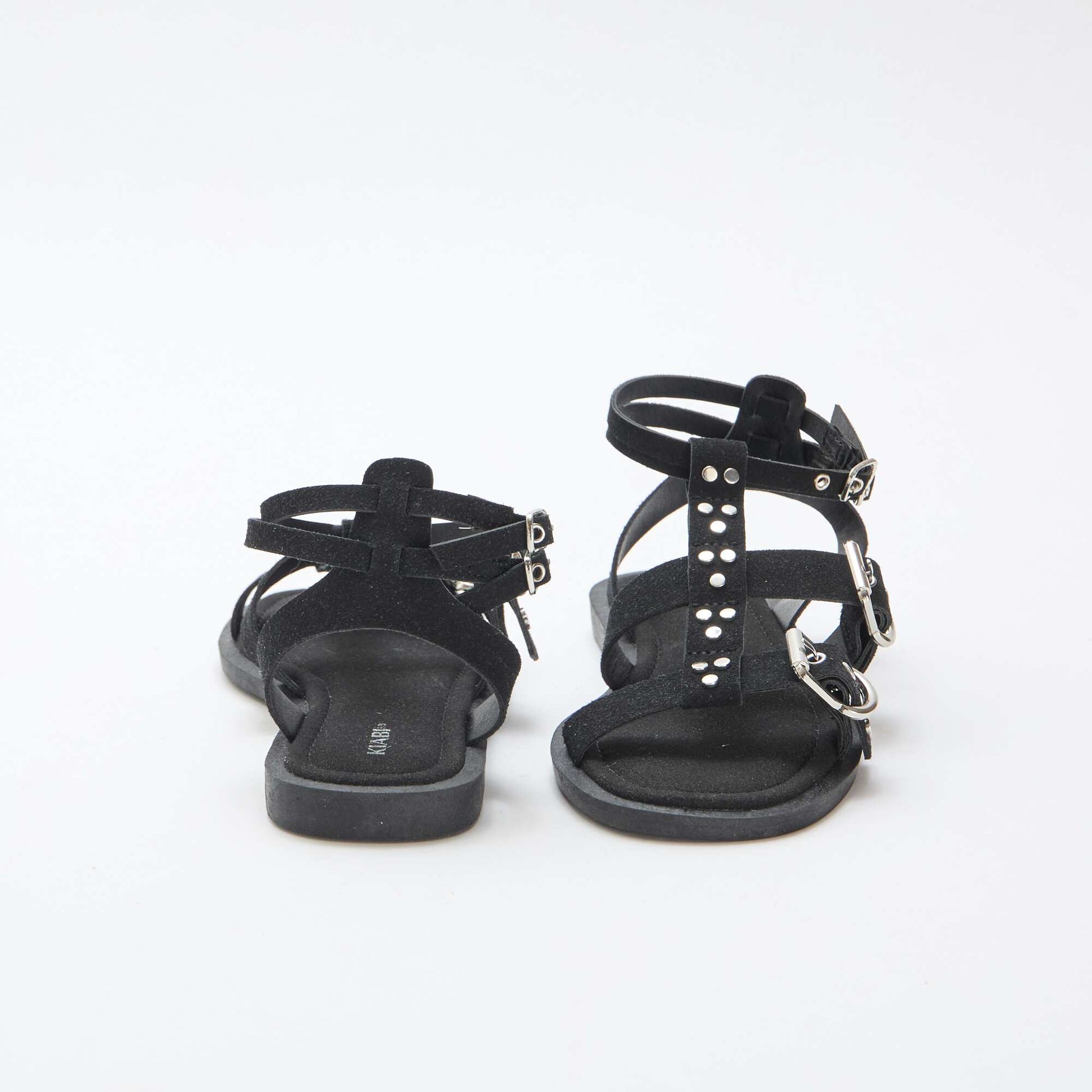 Flat Sandals with Straps BLACK
