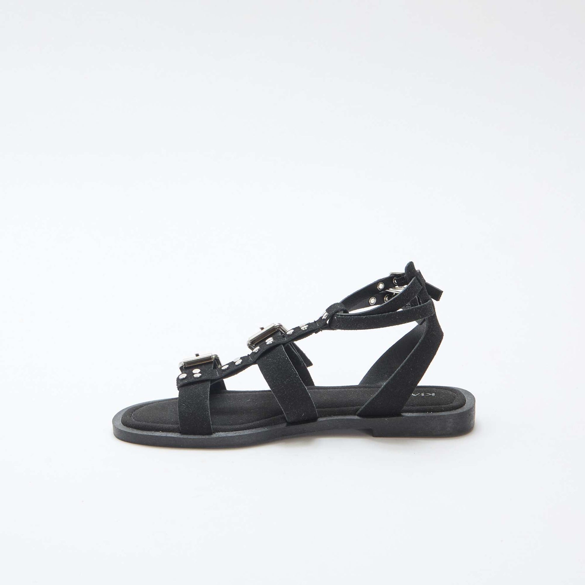 Flat Sandals with Straps BLACK