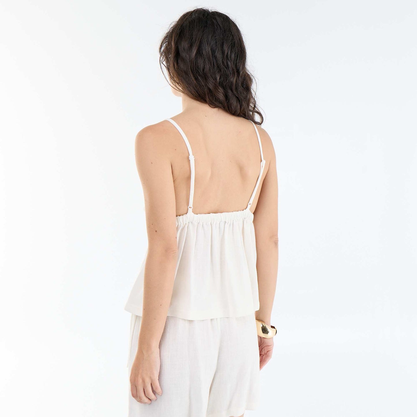 Linen blend strap top WHITE