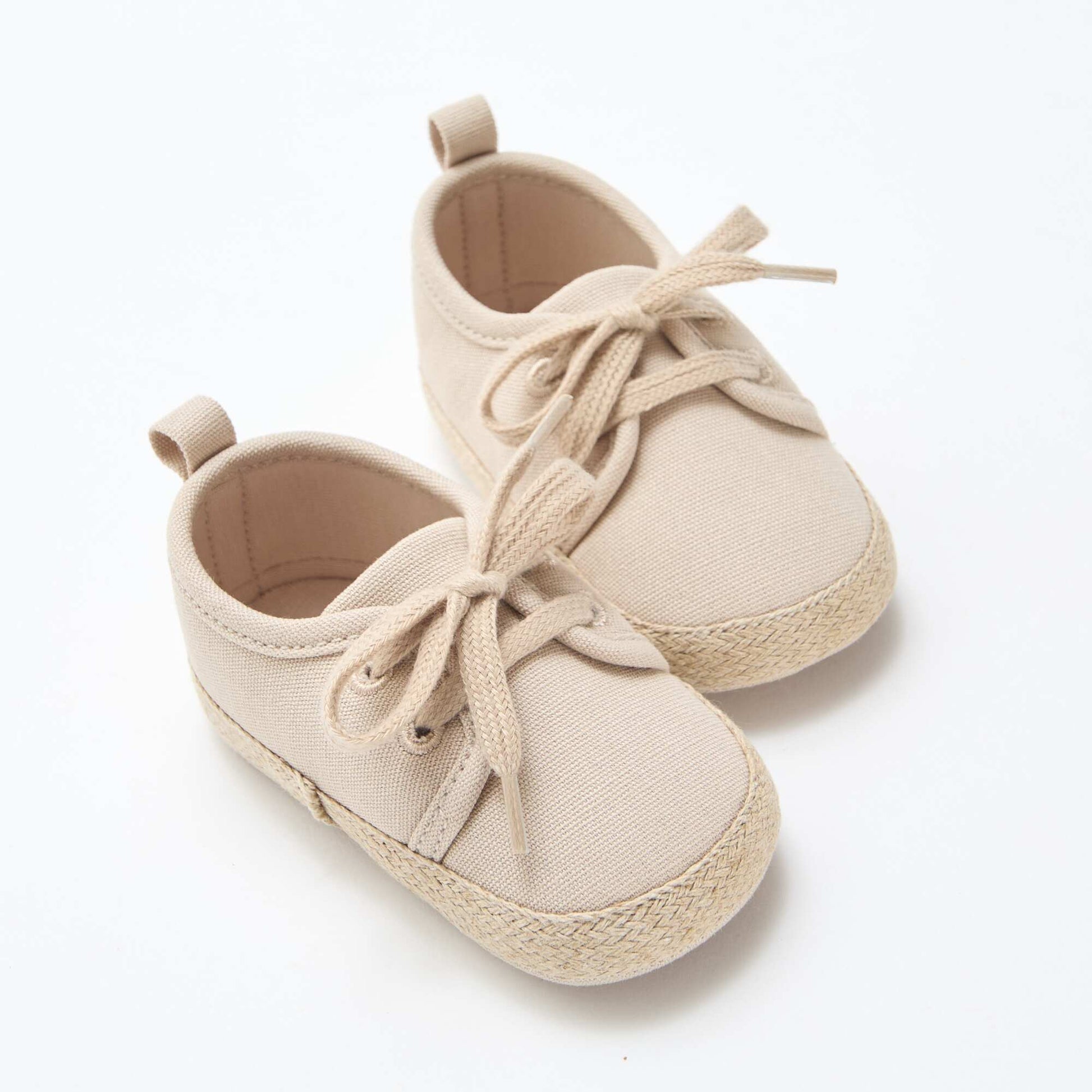 Fabric Lace-Up Sneakers BEIGE