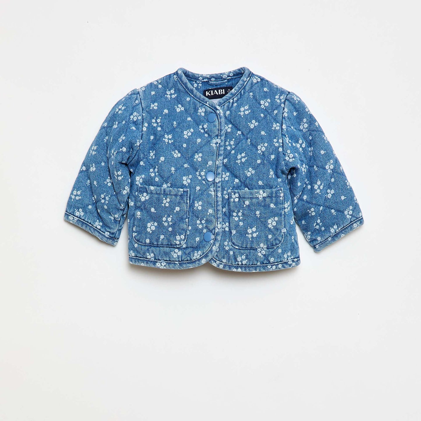 Denim Quilted Jacket with Snap Fastening BLUE