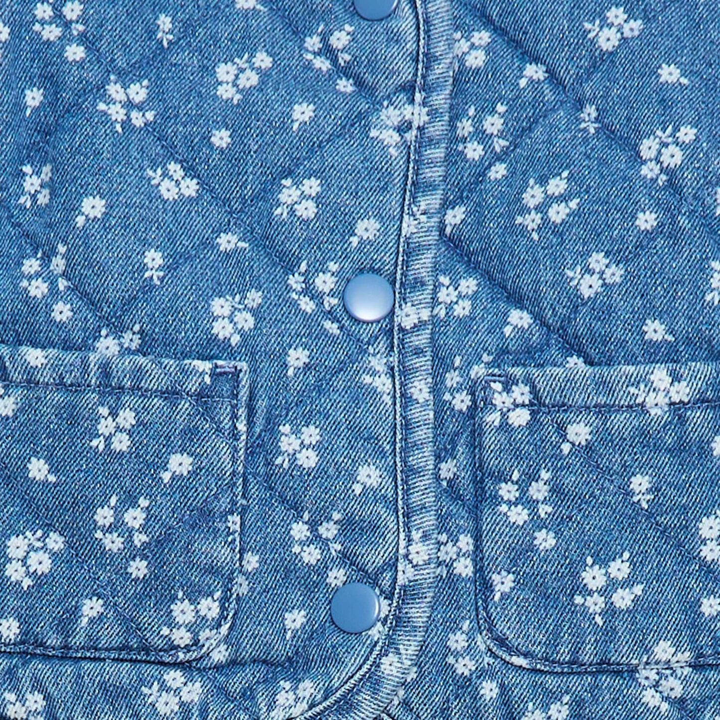 Denim Quilted Jacket with Snap Fastening BLUE