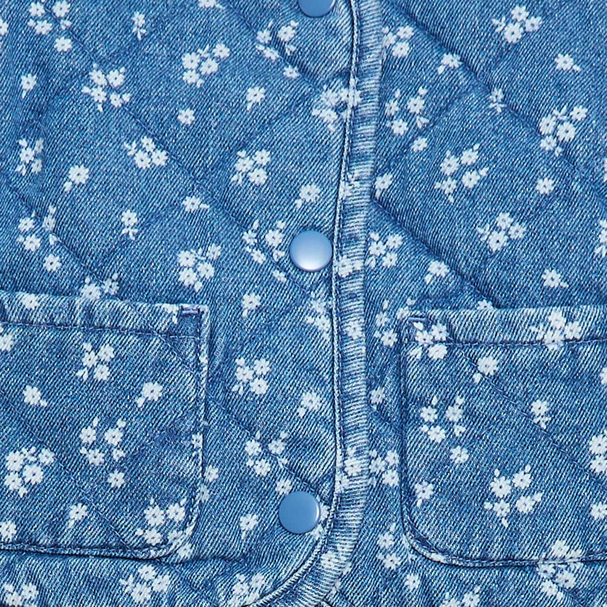 Denim Quilted Jacket with Snap Fastening BLUE