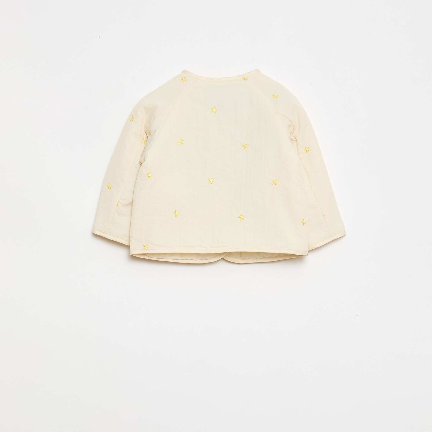 Quilted Jacket with Round Neck in Water-Repellent Fabric BEIGE