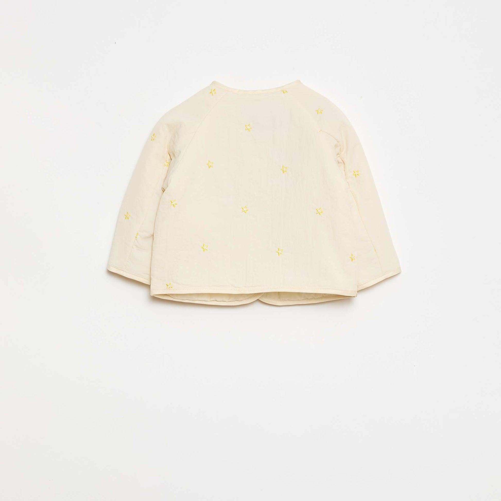 Quilted Jacket with Round Neck in Water-Repellent Fabric BEIGE