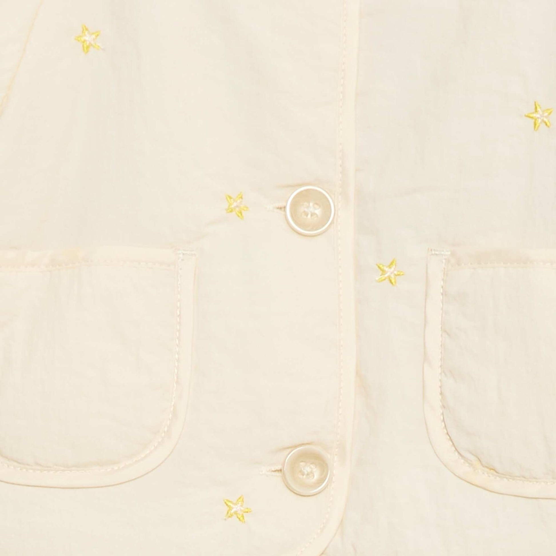 Quilted Jacket with Round Neck in Water-Repellent Fabric BEIGE