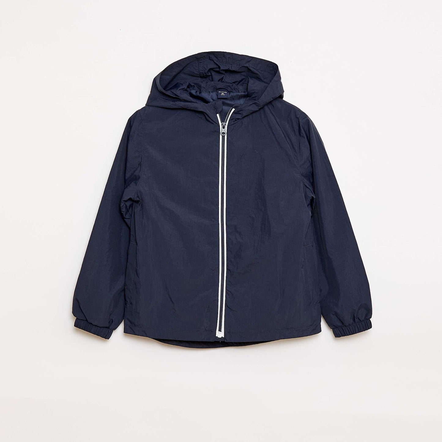 Plain Windbreaker That Folds Into Its Hood NAVY