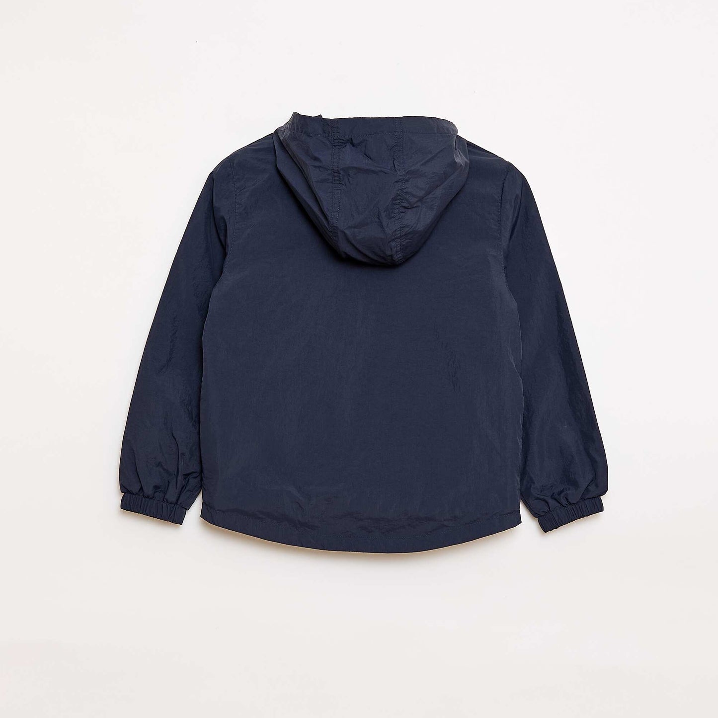 Plain Windbreaker That Folds Into Its Hood NAVY