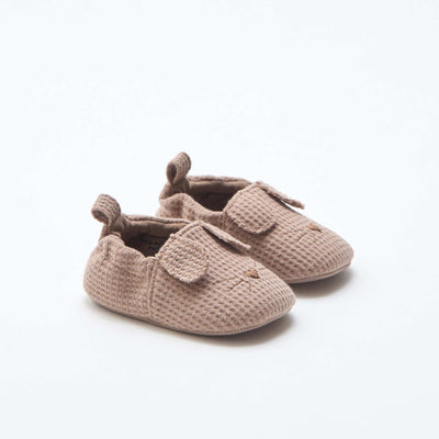 Cotton Gauze Booties with Animal Ears BROWN