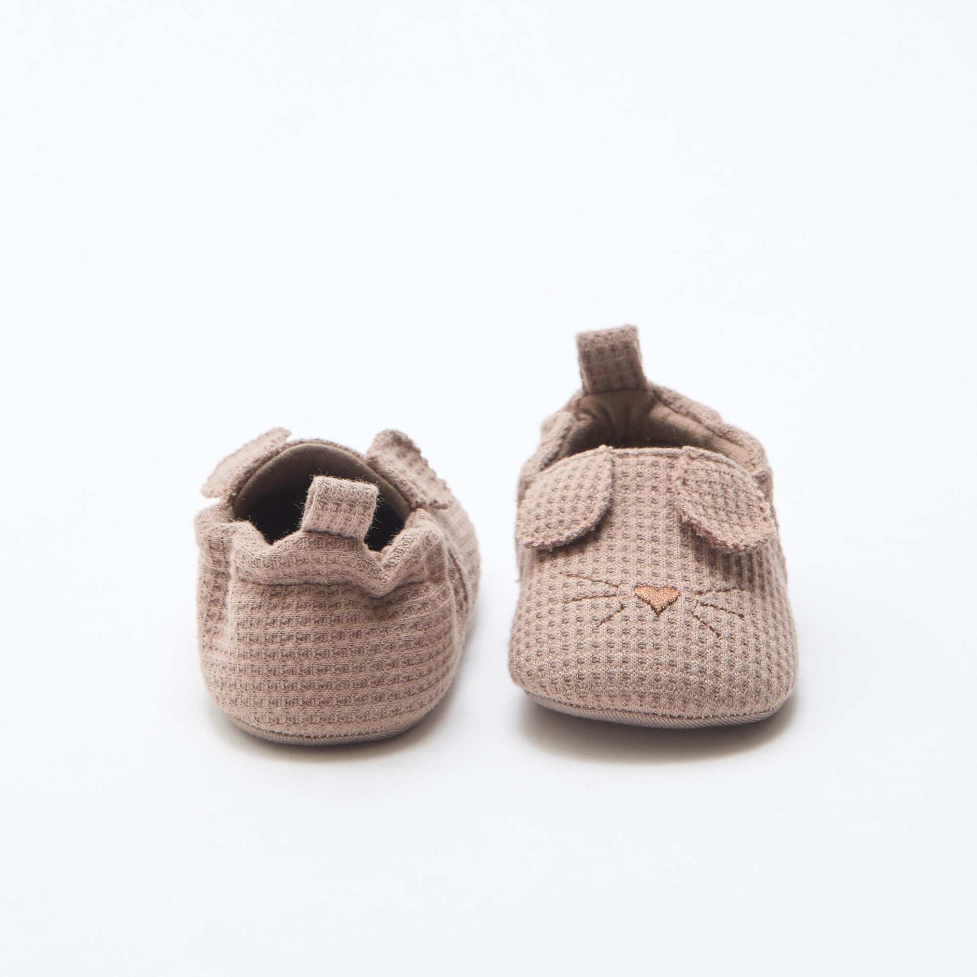 Cotton Gauze Booties with Animal Ears BROWN