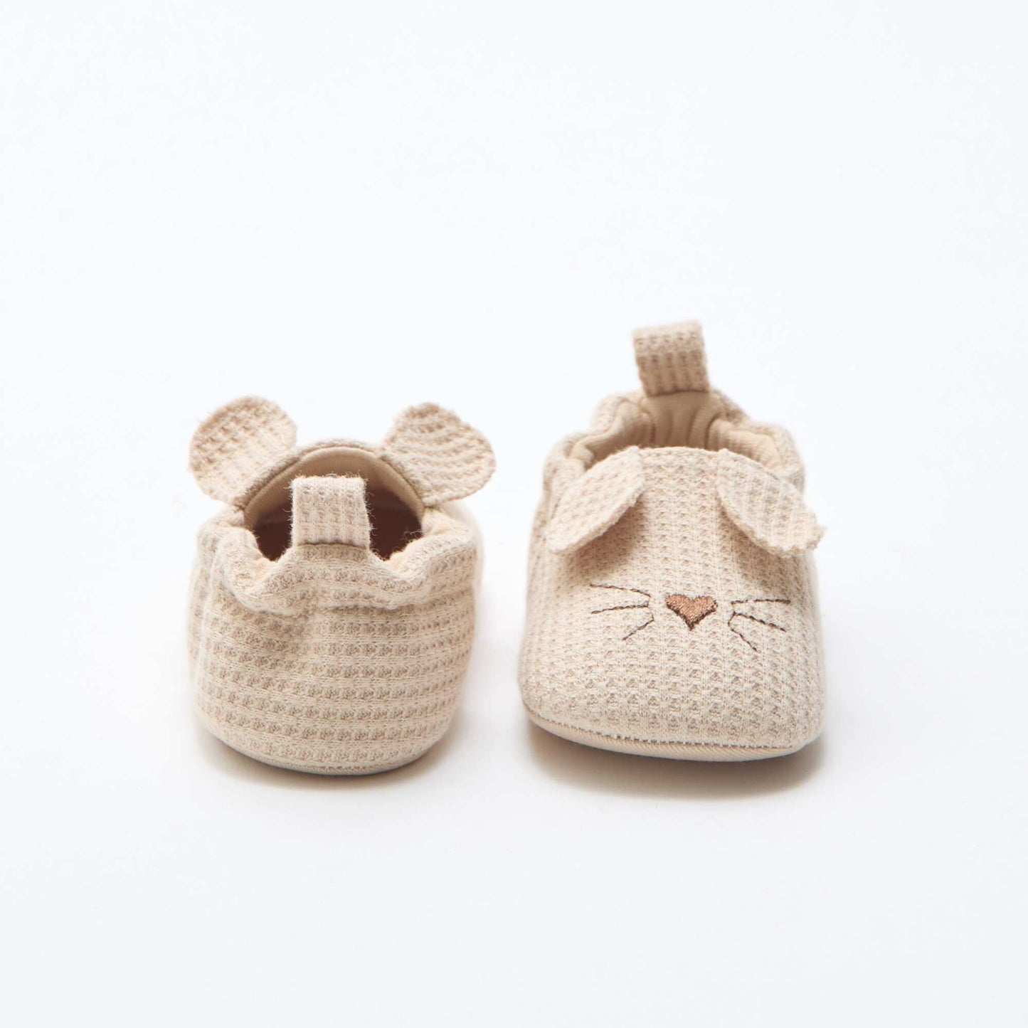 Cotton Gauze Booties with Animal Ears BEIGE