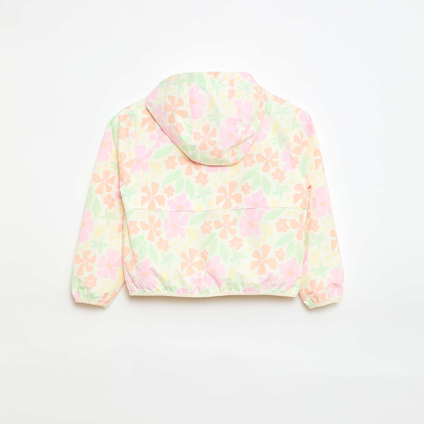 Hooded Windbreaker Jacket with Print WHITE