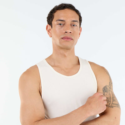 Plain Ribbed Tank Top BEIGE