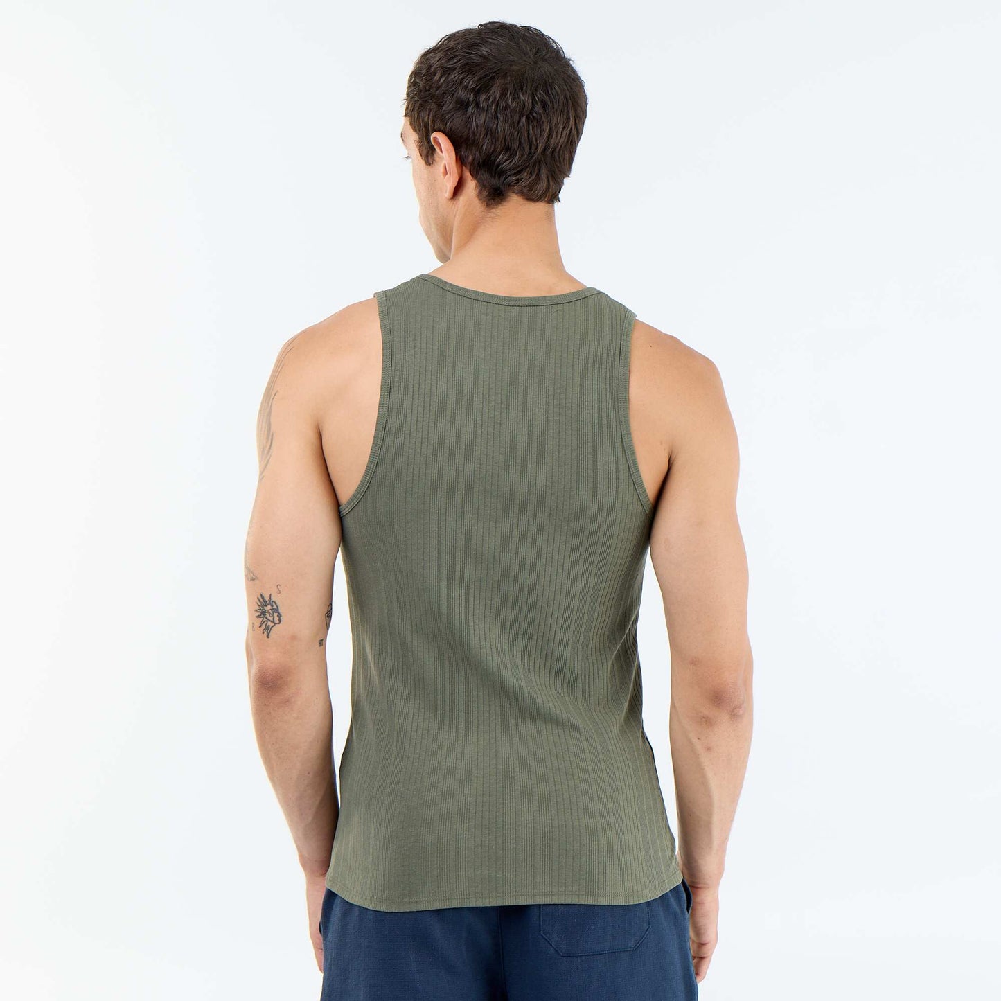 Plain Ribbed Tank Top GREEN