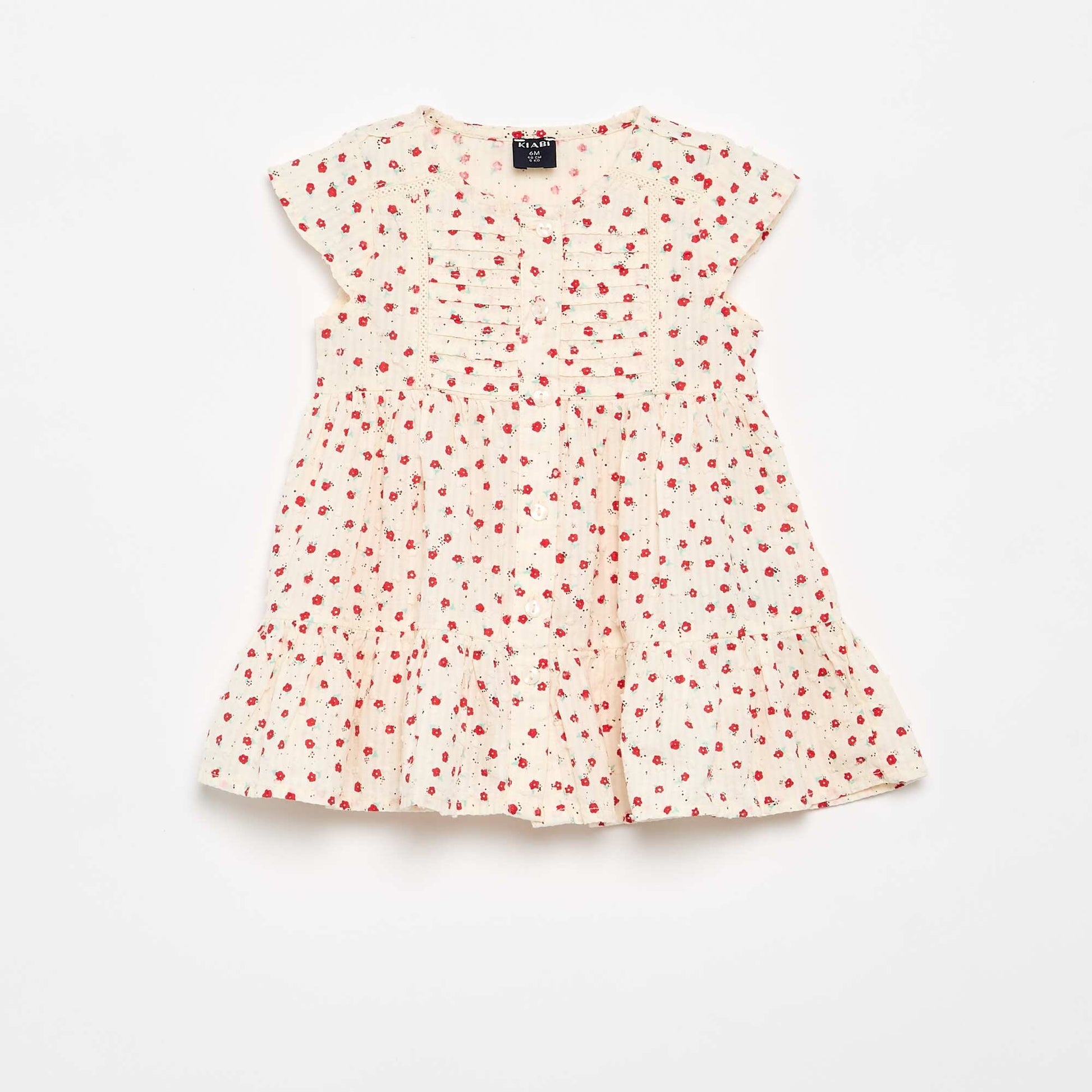 Printed plumetis dress RED