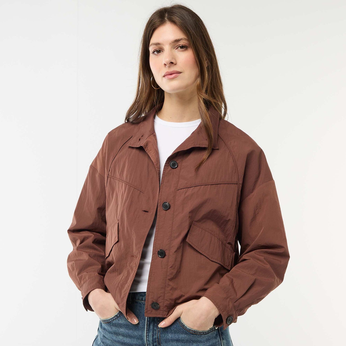 Short Water-Repellent Jacket BROWN