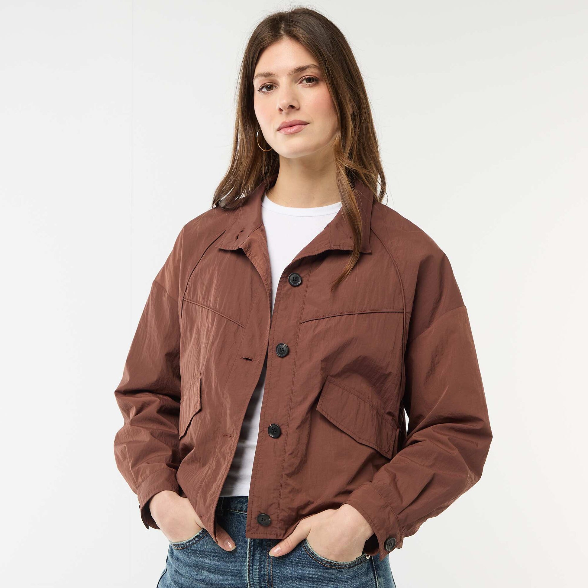 Short Water-Repellent Jacket BROWN
