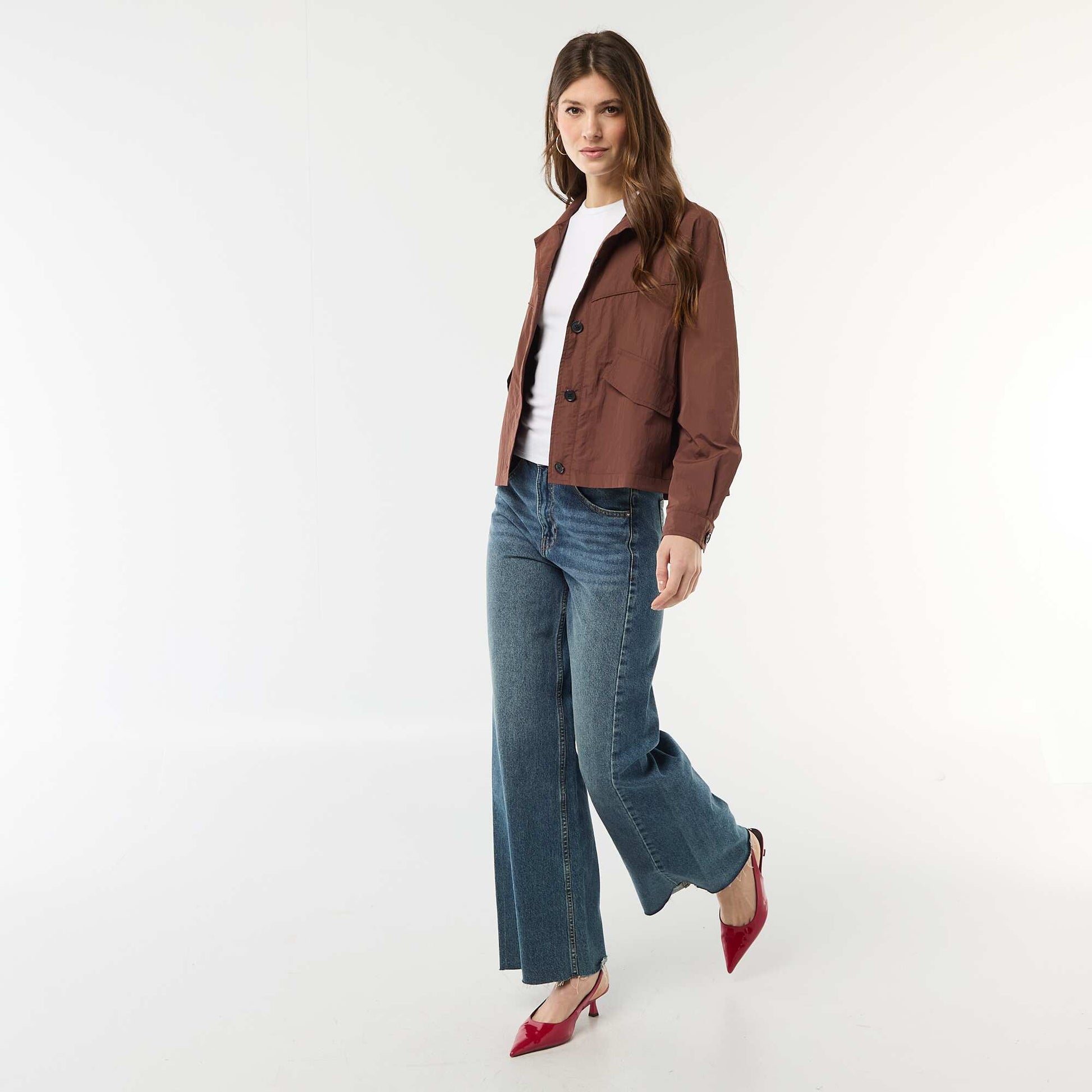 Short Water-Repellent Jacket BROWN