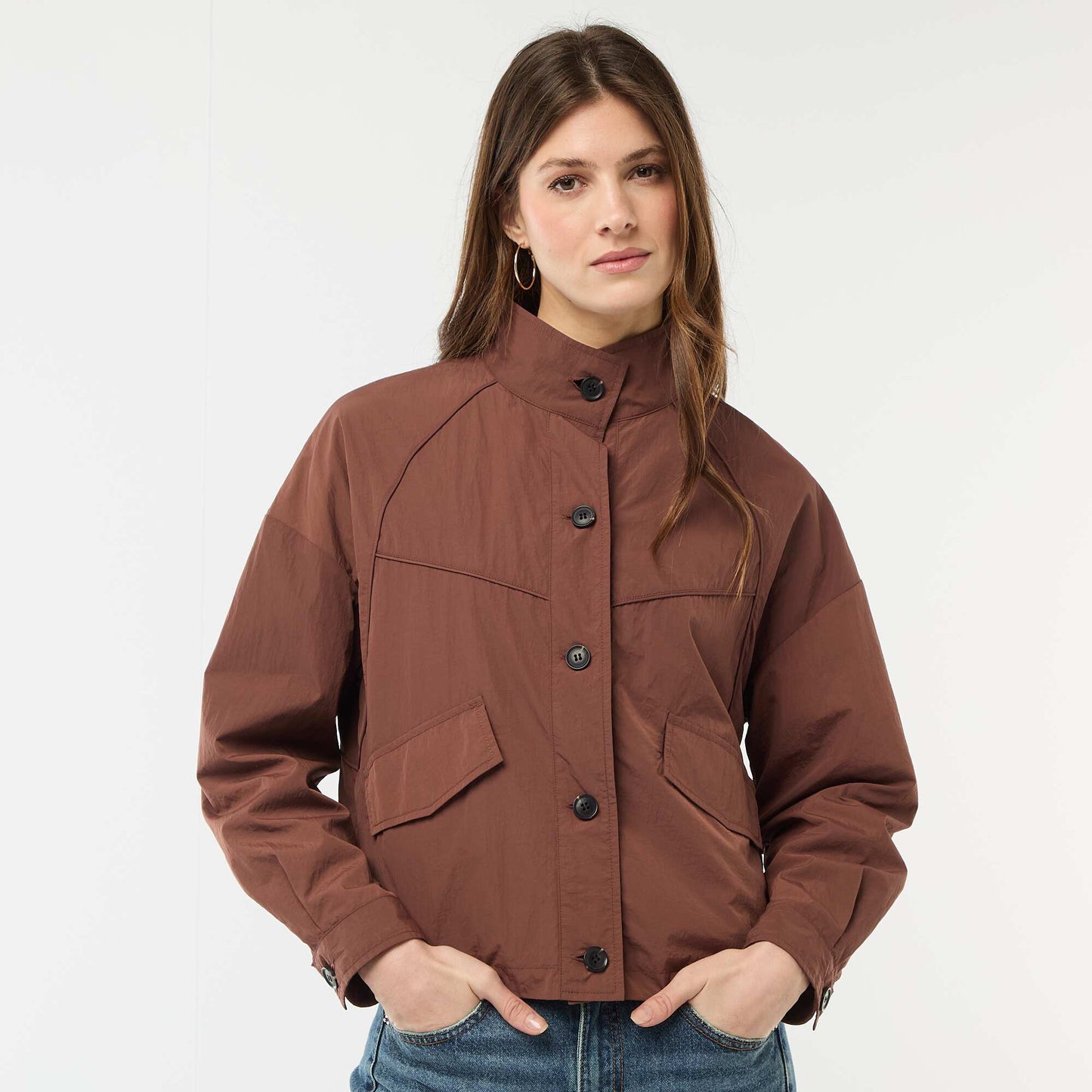 Short Water-Repellent Jacket BROWN
