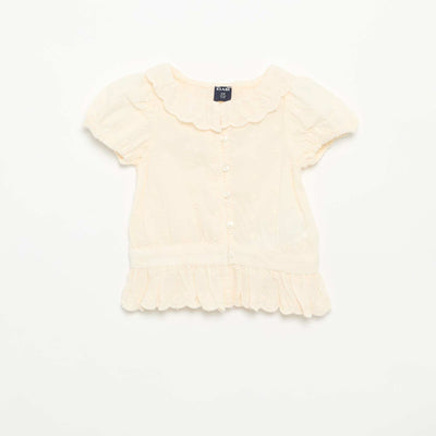 Short-sleeved broderie anglaise blouse WHITE