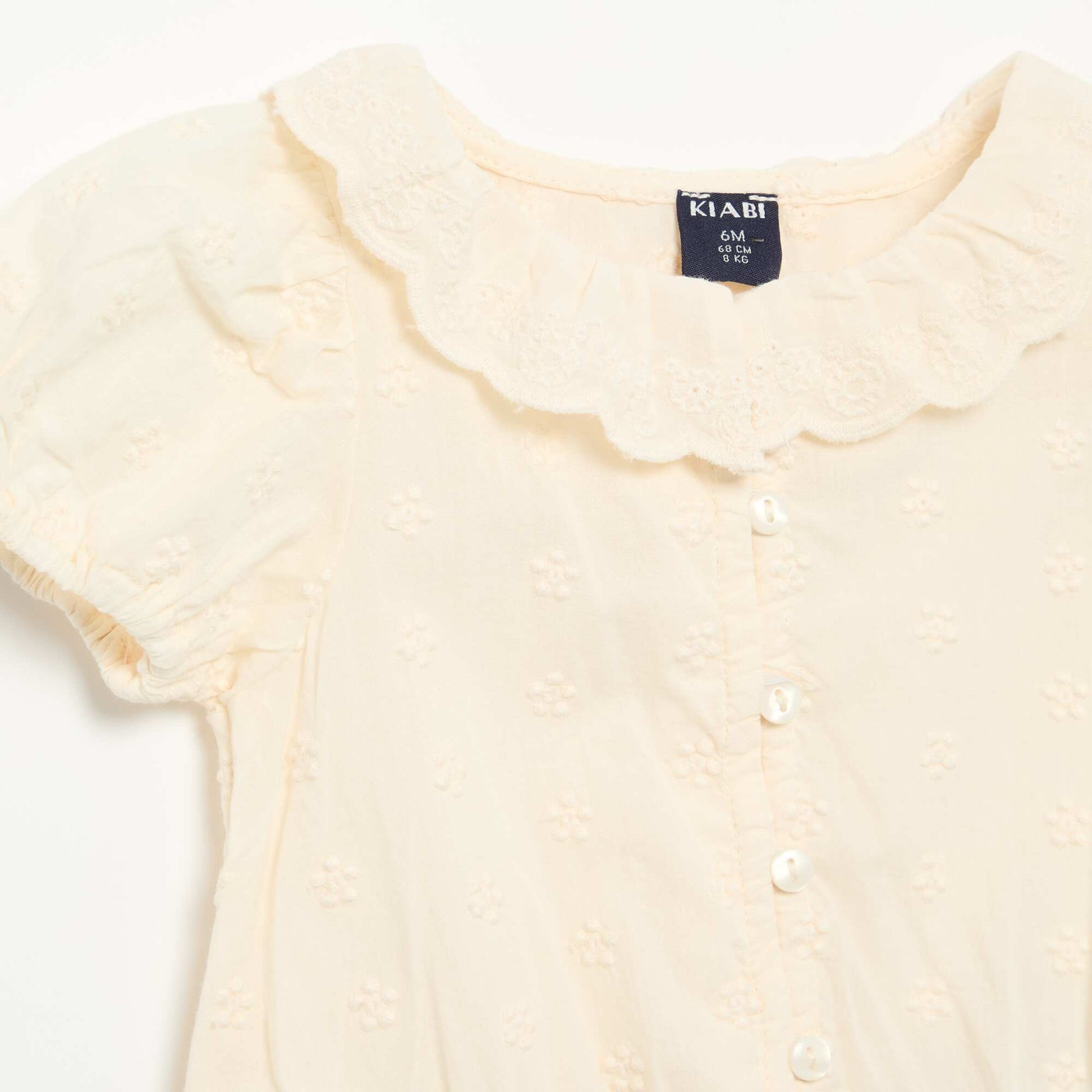 Short-sleeved broderie anglaise blouse WHITE