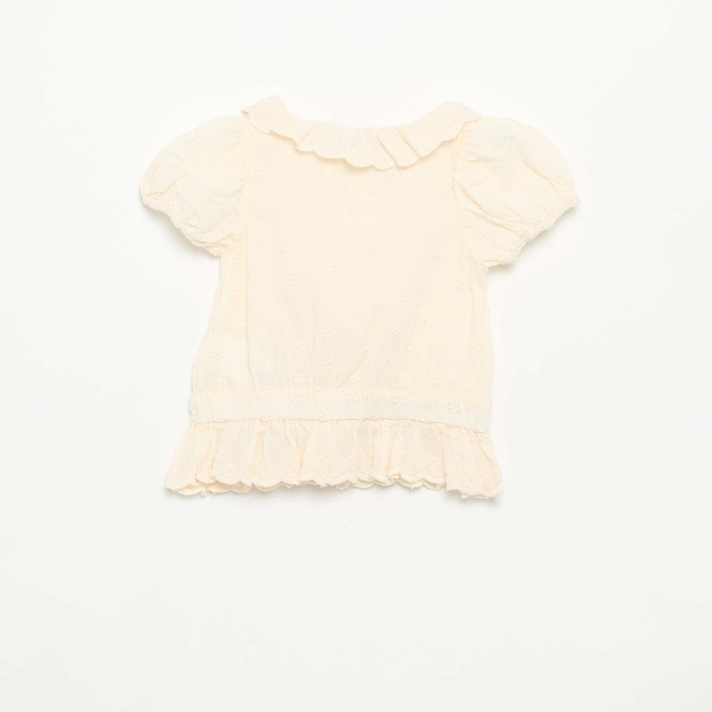 Short-sleeved broderie anglaise blouse WHITE
