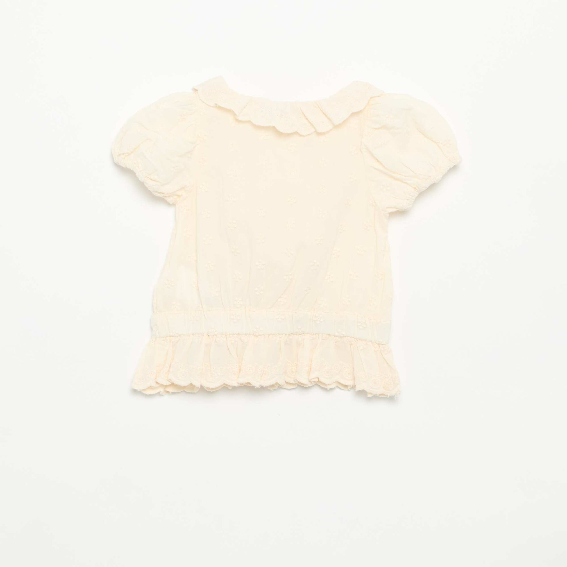 Short-sleeved broderie anglaise blouse WHITE