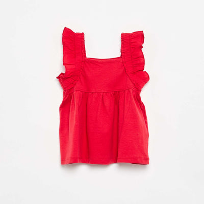 Ruffled Strappy T-shirt RED